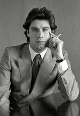 does john travolta smoke cigarettes 3 Bw Vertical Travolta Smoking Posed  John Half Length Eye Contact
