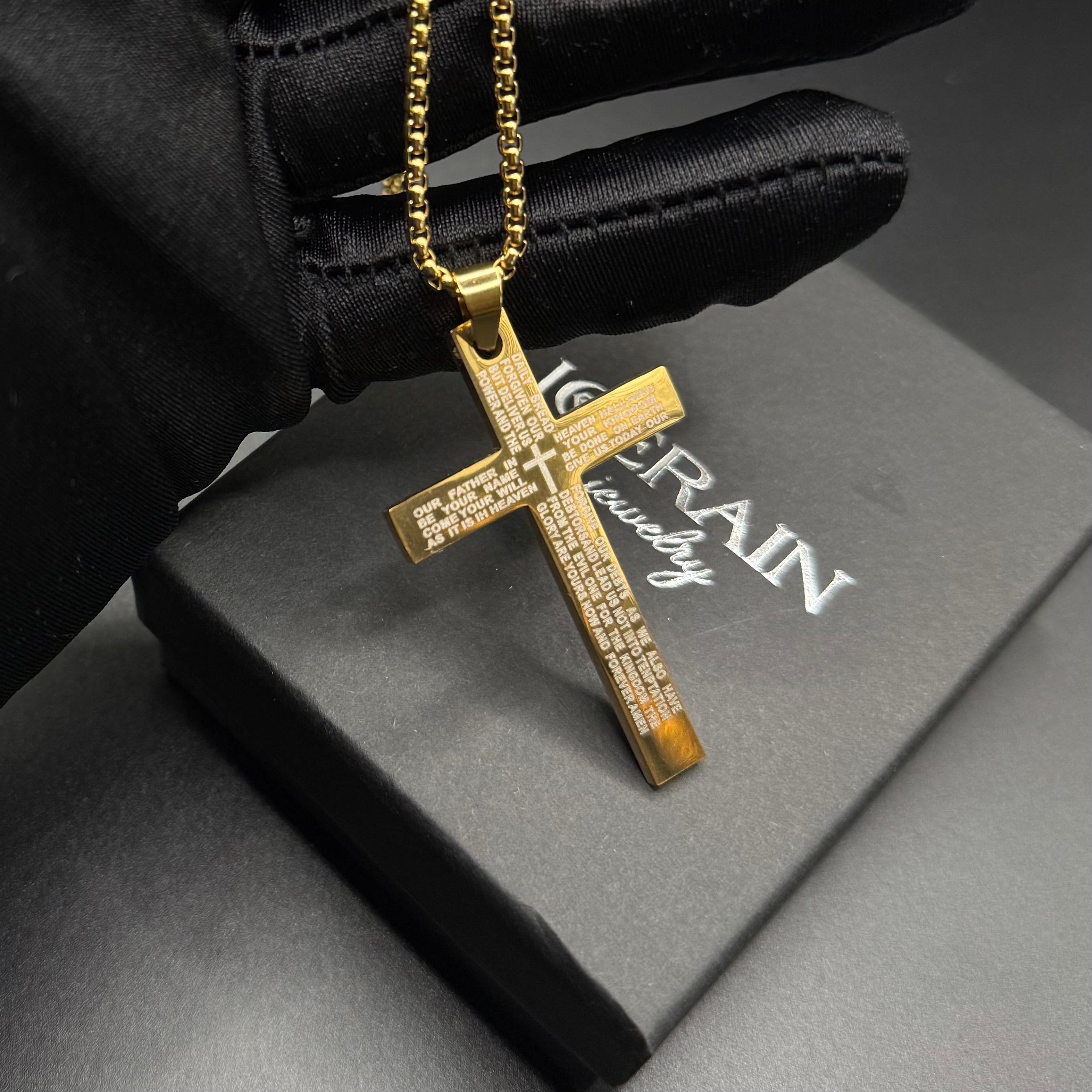 SALE | EDELSTAHL "GOLD AMEN CROSS V2" KETTE - ICERAIN JEWELRY