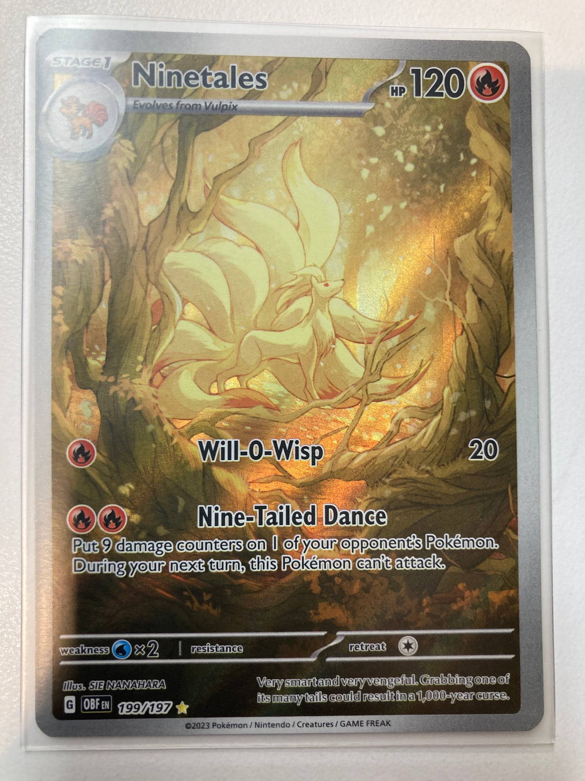 Pokemon TCG Ninetales 199/197 Obsidian Flames Illustration Rare NM