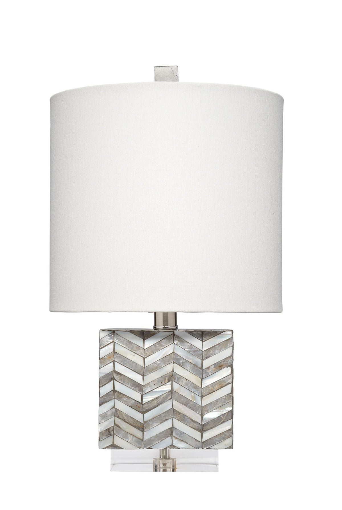Garbo Mother of Pearl Table Lamp with Linen Shade, Grey