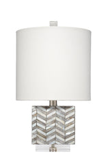 Garbo Mother of Pearl Table Lamp with Linen Shade, Grey