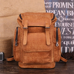 Trendy Brown Leather Men's 15'' Laptop Backpack Travel Backpack School Backpack For Men - iwalletsmen