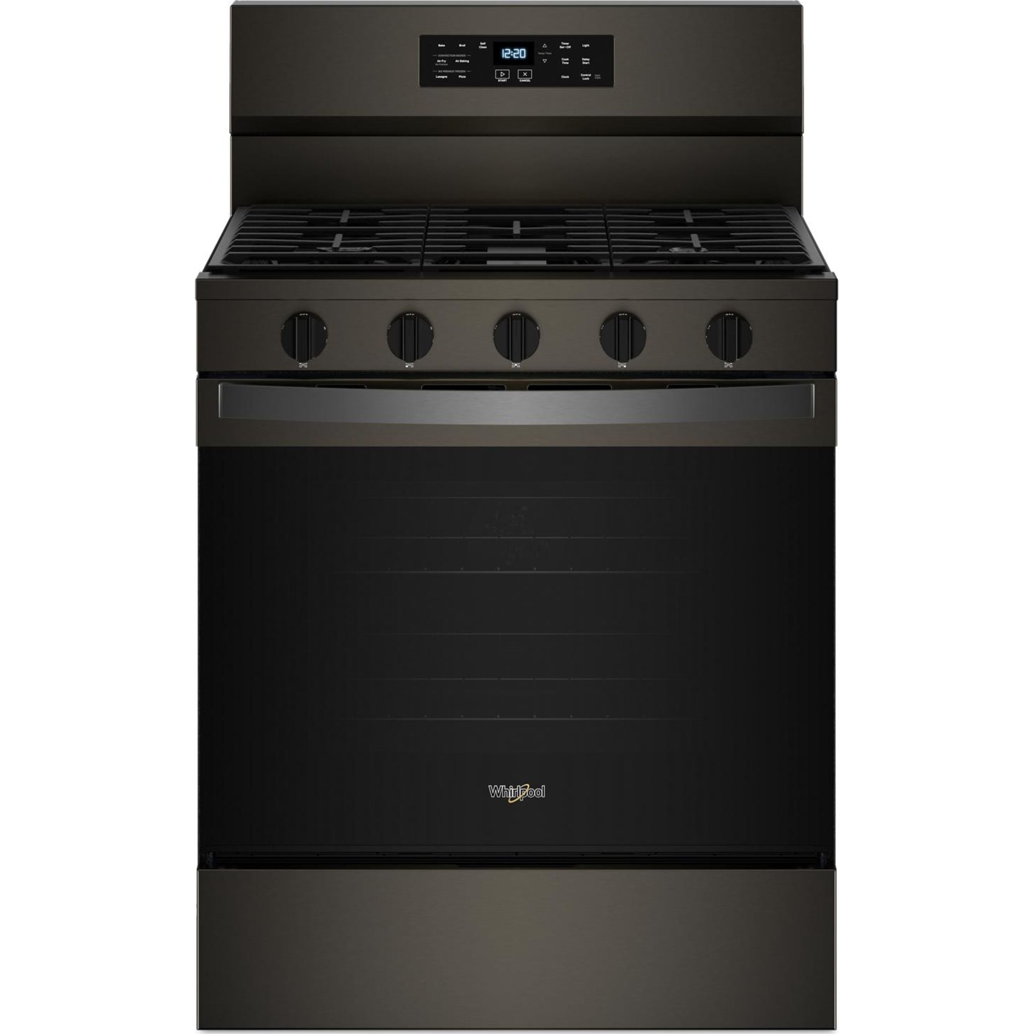 Whirlpool 30-inch Gas Range with Air Cooking Technology, No Preheat Air Fry and Air Baking and Self Clean -Black Stainless Finish (WFGS5030RV)