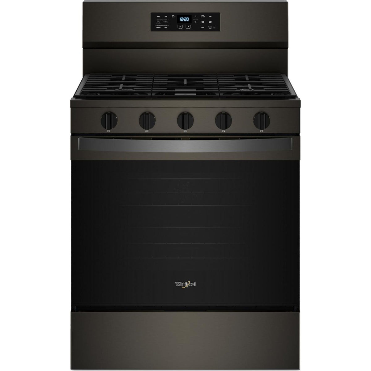 Whirlpool 30-inch Gas Range with Air Cooking Technology, No Preheat Air Fry and Air Baking and Self Clean -Black Stainless Finish (WFGS5030RV)
