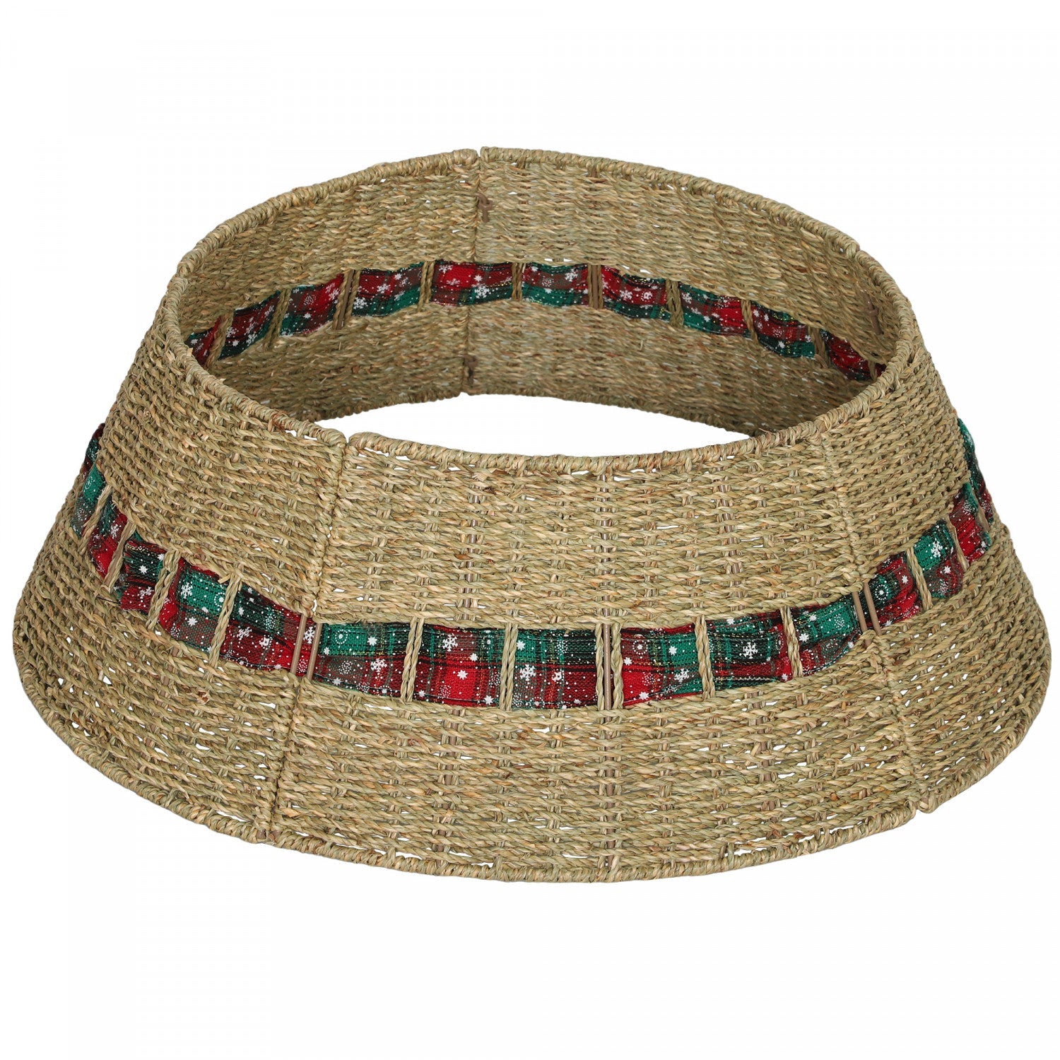 HOMCOM 28 inch Rustic Christmas Tree Collar, Rattan Tree Base Cover Natural