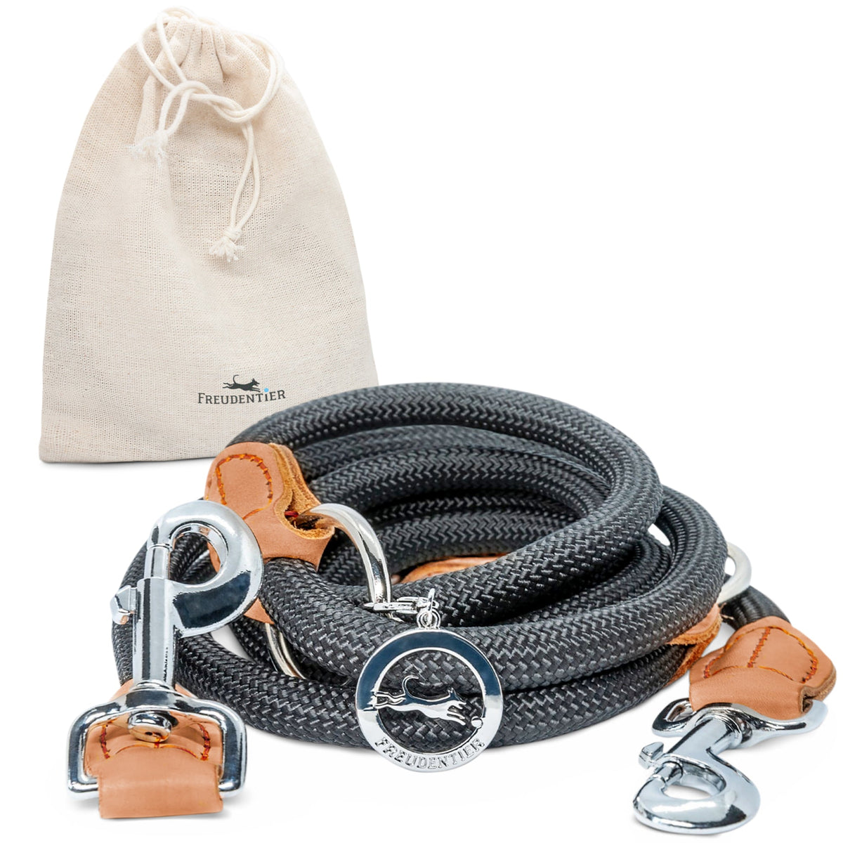 Runde Hundeleine in 2m & 3m - Model Harmony in Schwarz