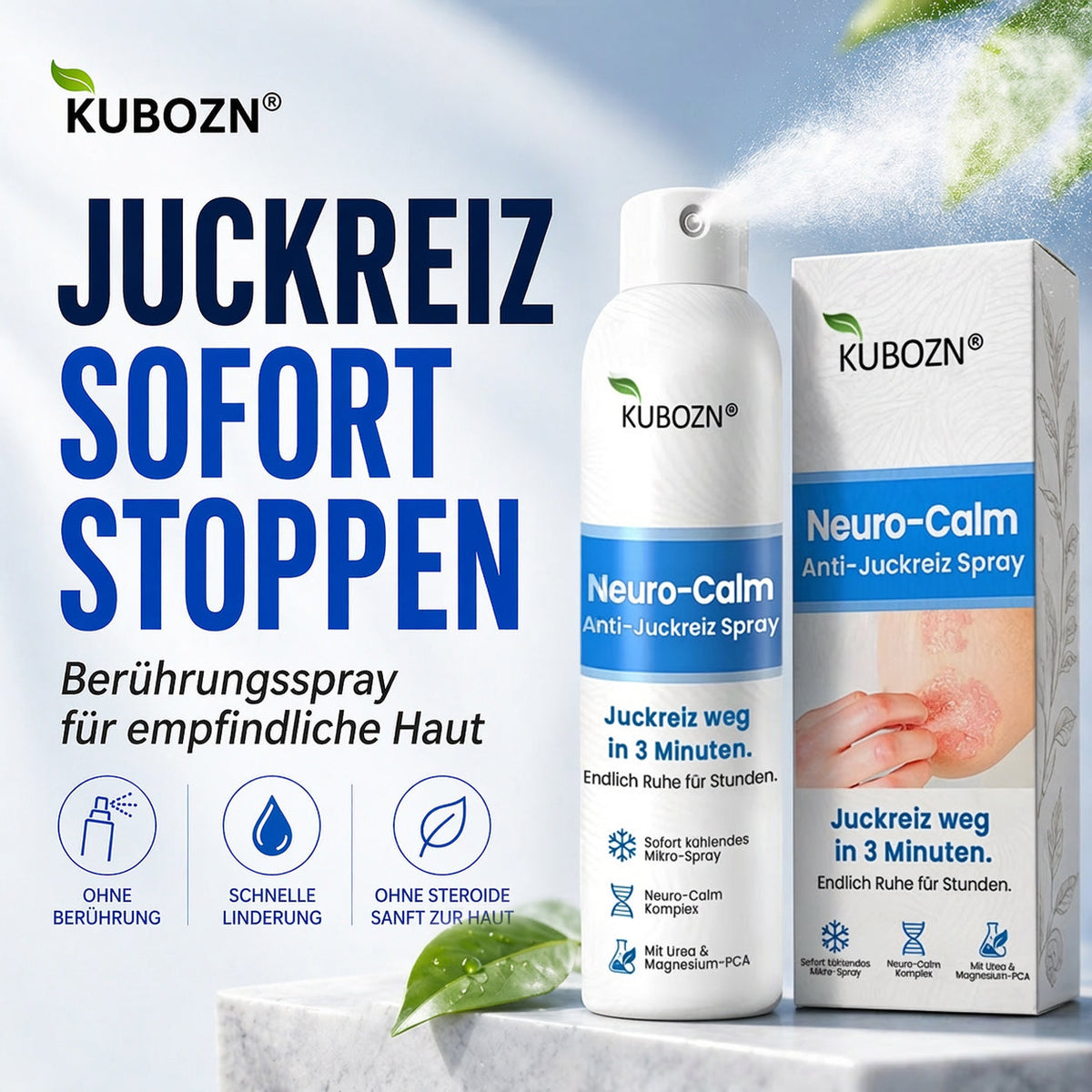✅KUBOZN® Neuro-Calm Anti-Juckreiz Akut-Spray – 3-Minuten-Ruhe bei Juckreiz