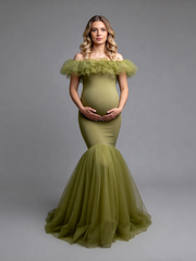 Olive Mermaid Maternity Photography Dresses Maternity Baby Shower Dress for Mom