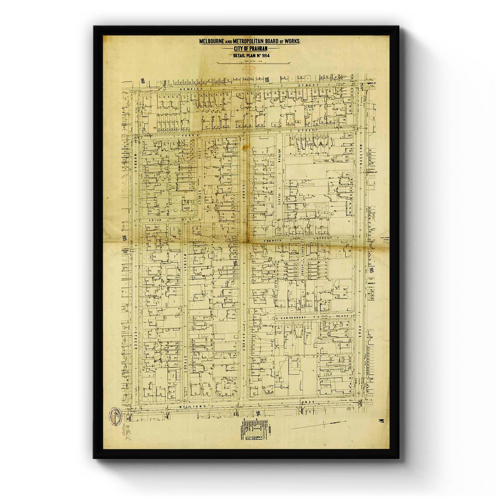 Prahran, Victoria Australia Vintage Map #43 (1896)