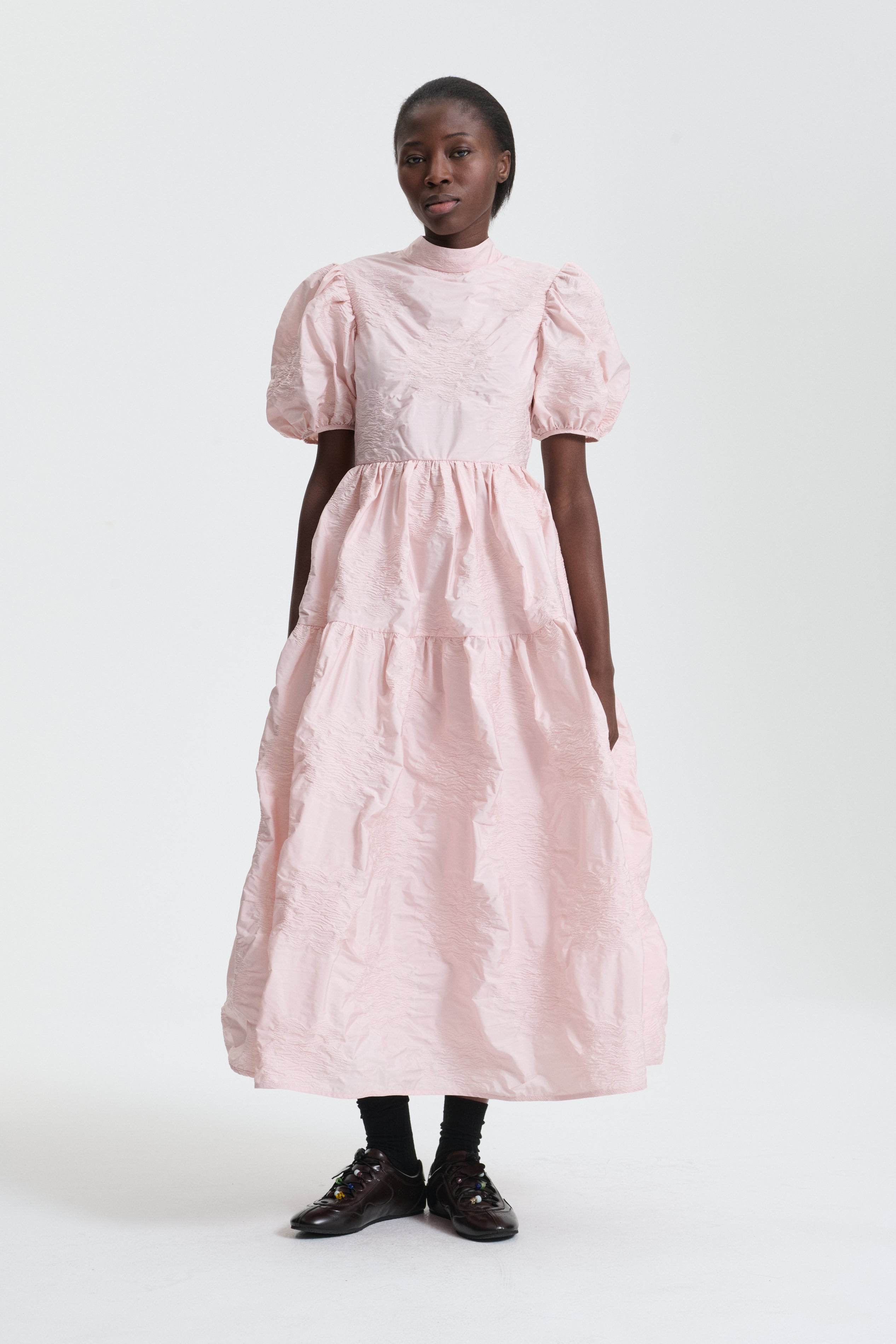 KELLY | DRESS BORUS JACQUARD BLUSH PINK