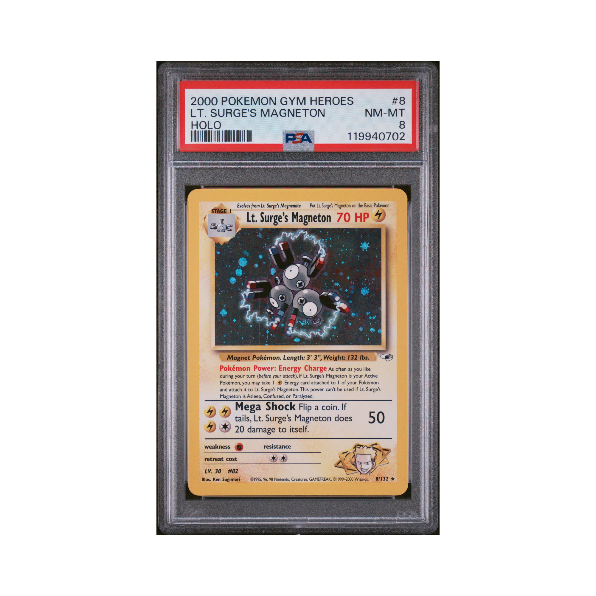 2000 Pokemon Gym Heroes Lt. Surge's Magneton #8 PSA 8