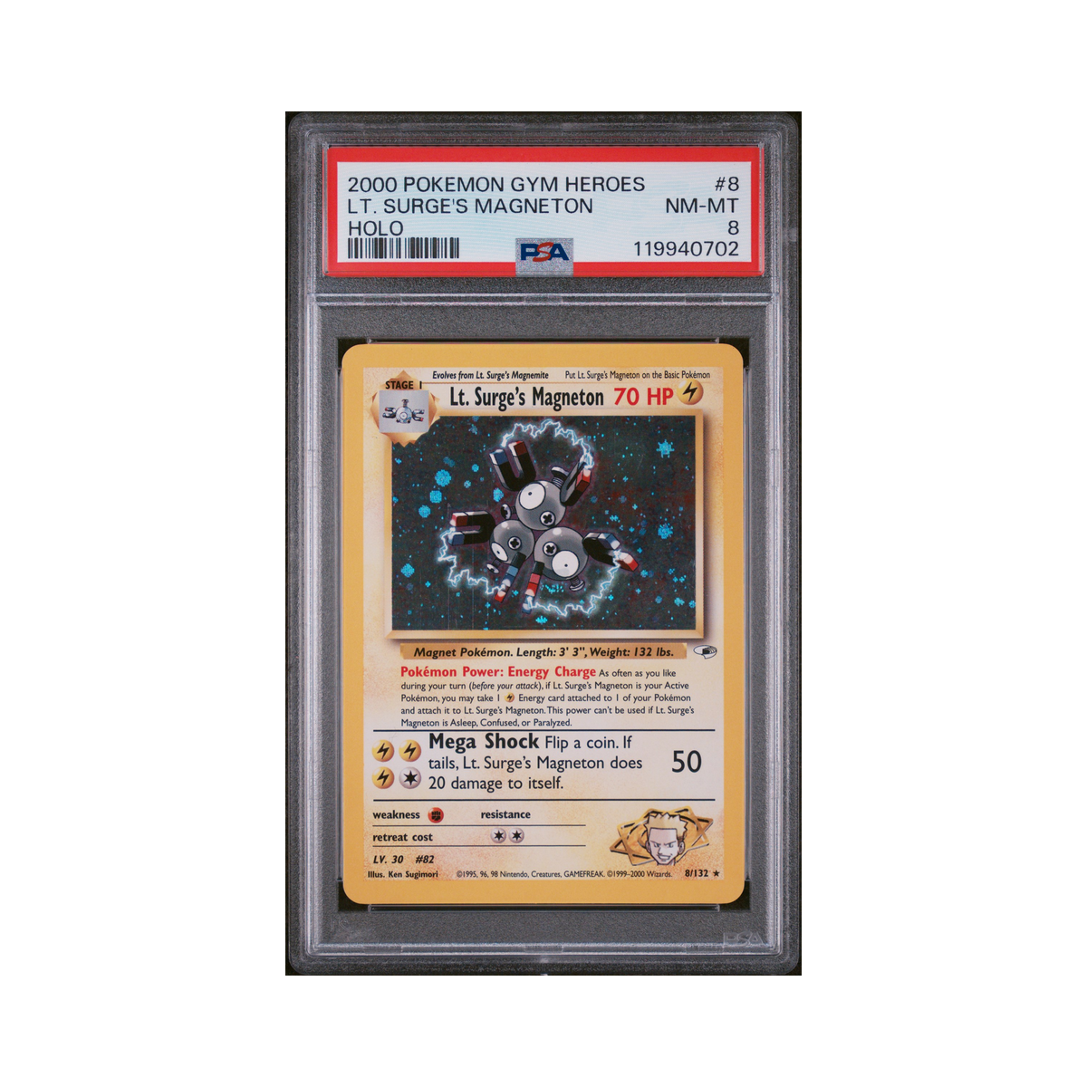 2000 Pokemon Gym Heroes Lt. Surge's Magneton #8 PSA 8