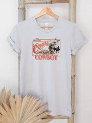 light grey t-shirt with cowboy graphic design