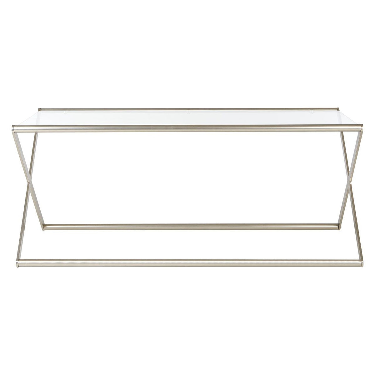 Roma Clear Glass Coffee Table With Satin Nickel Base