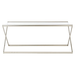 Roma Clear Glass Coffee Table With Satin Nickel Base