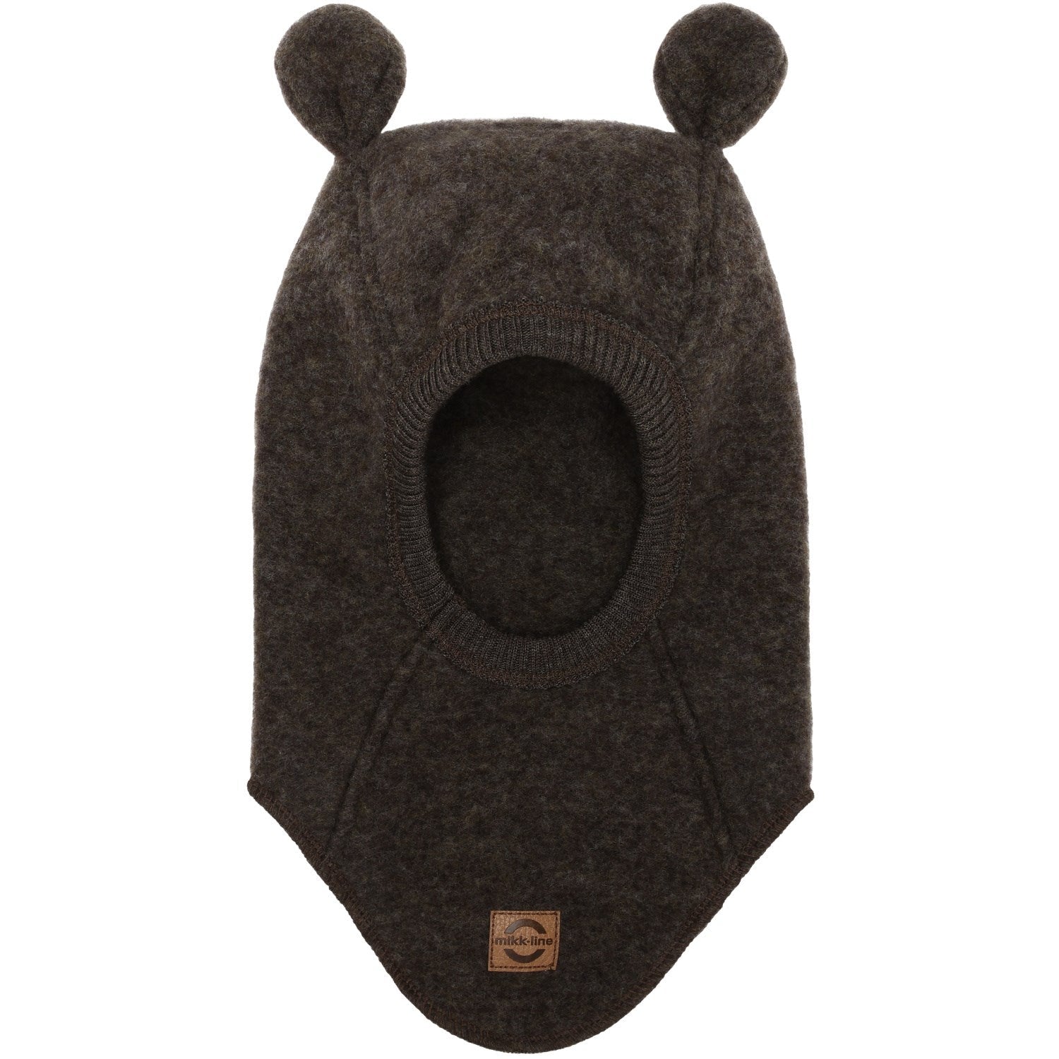 Mikk-Line Dark Brown Melange Ull Balaclava med Ører