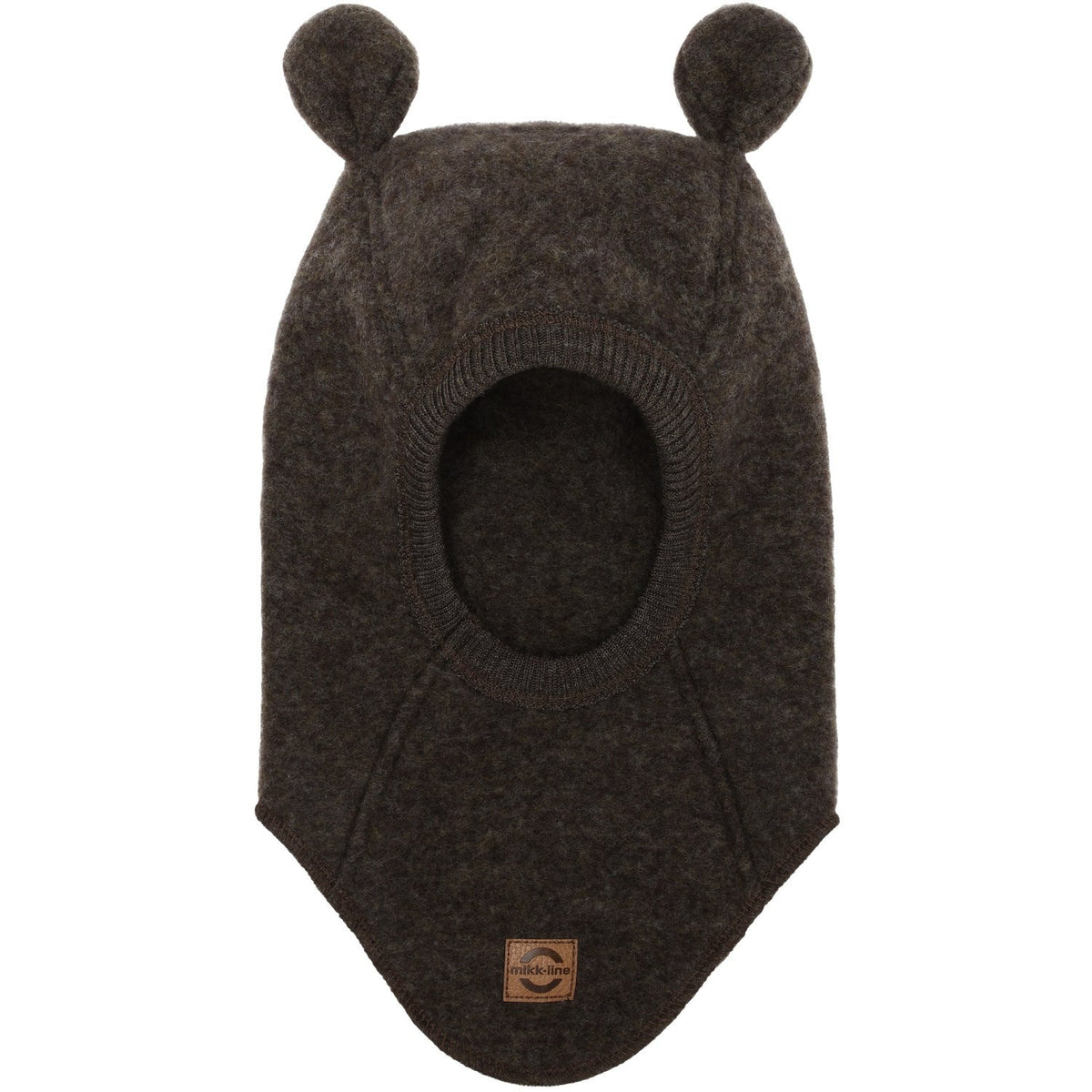 Mikk-Line Dark Brown Melange Ull Balaclava med Ører