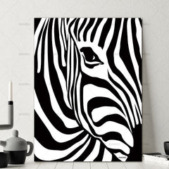 Modern Animal Canvas Wall Art Print Poster | Home Decor | Stretched 1 Panel - Zebra
