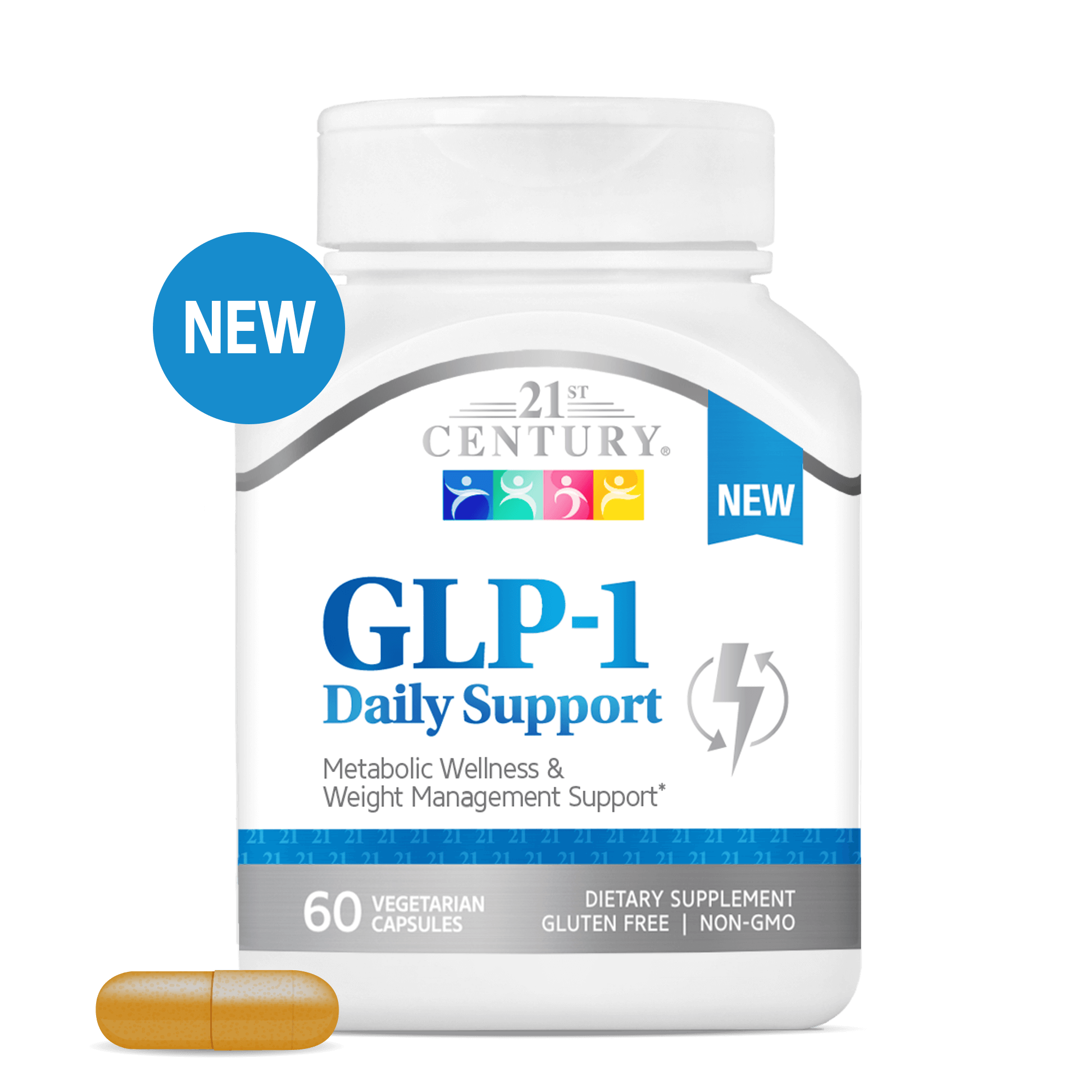 A bottle of 21st Century GLP-1 Daily Support capsules.