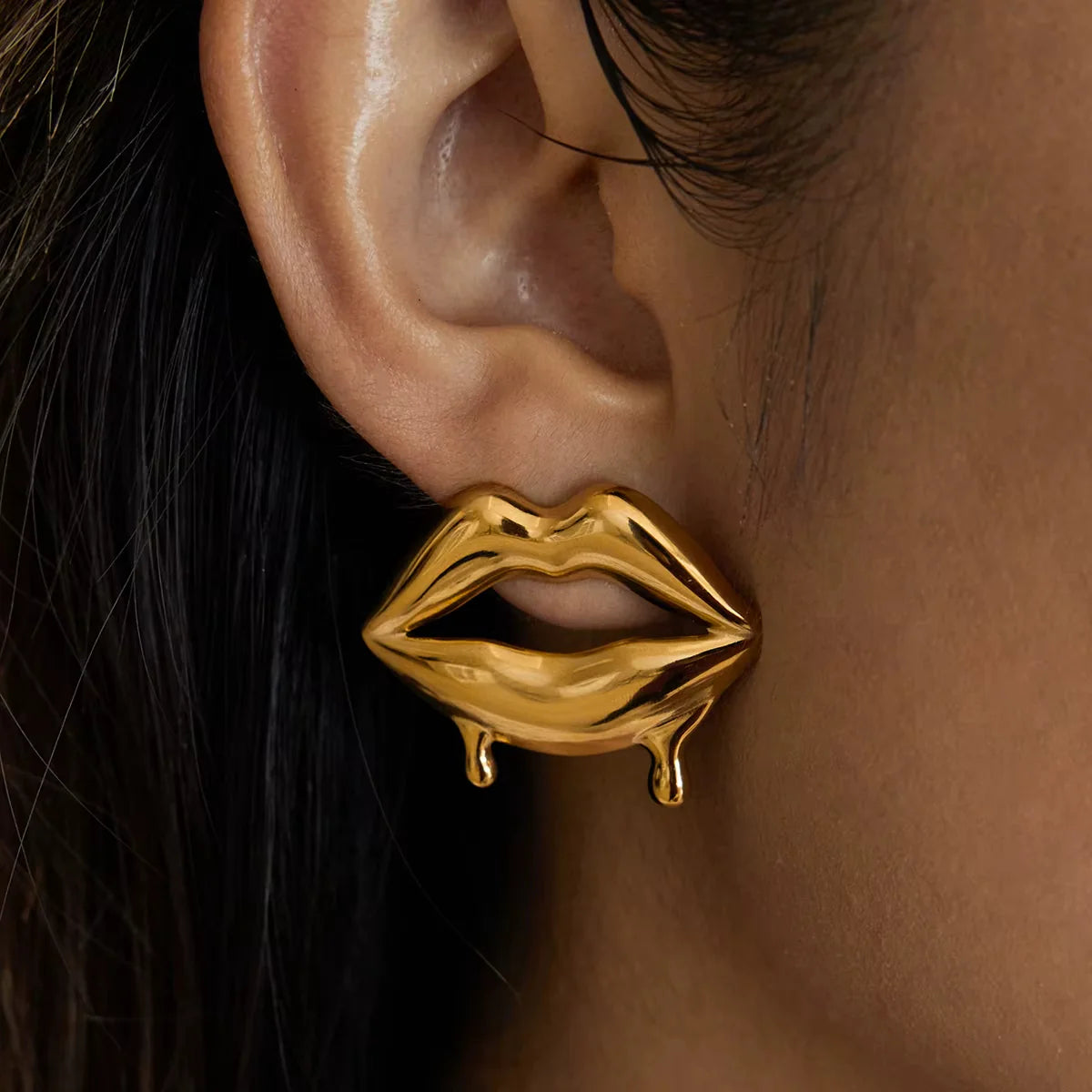 Liquid Lip Stud Earrings