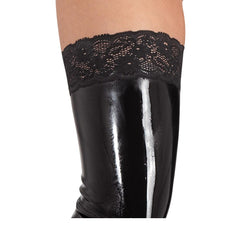 Latex-Strümpfe S-XL mit Latex-Abschluss in Spitzen-Optik "Sinja"