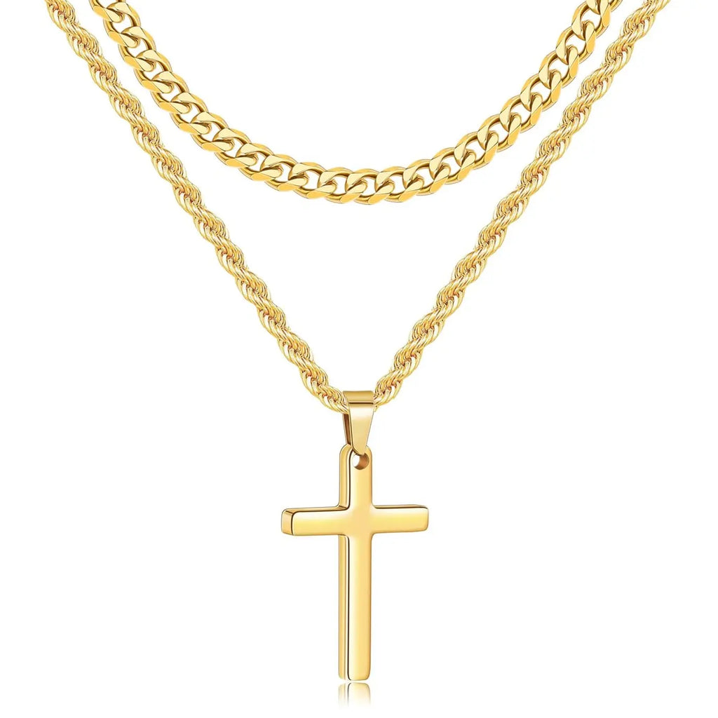 2pc Jesus Cross Necklace Set