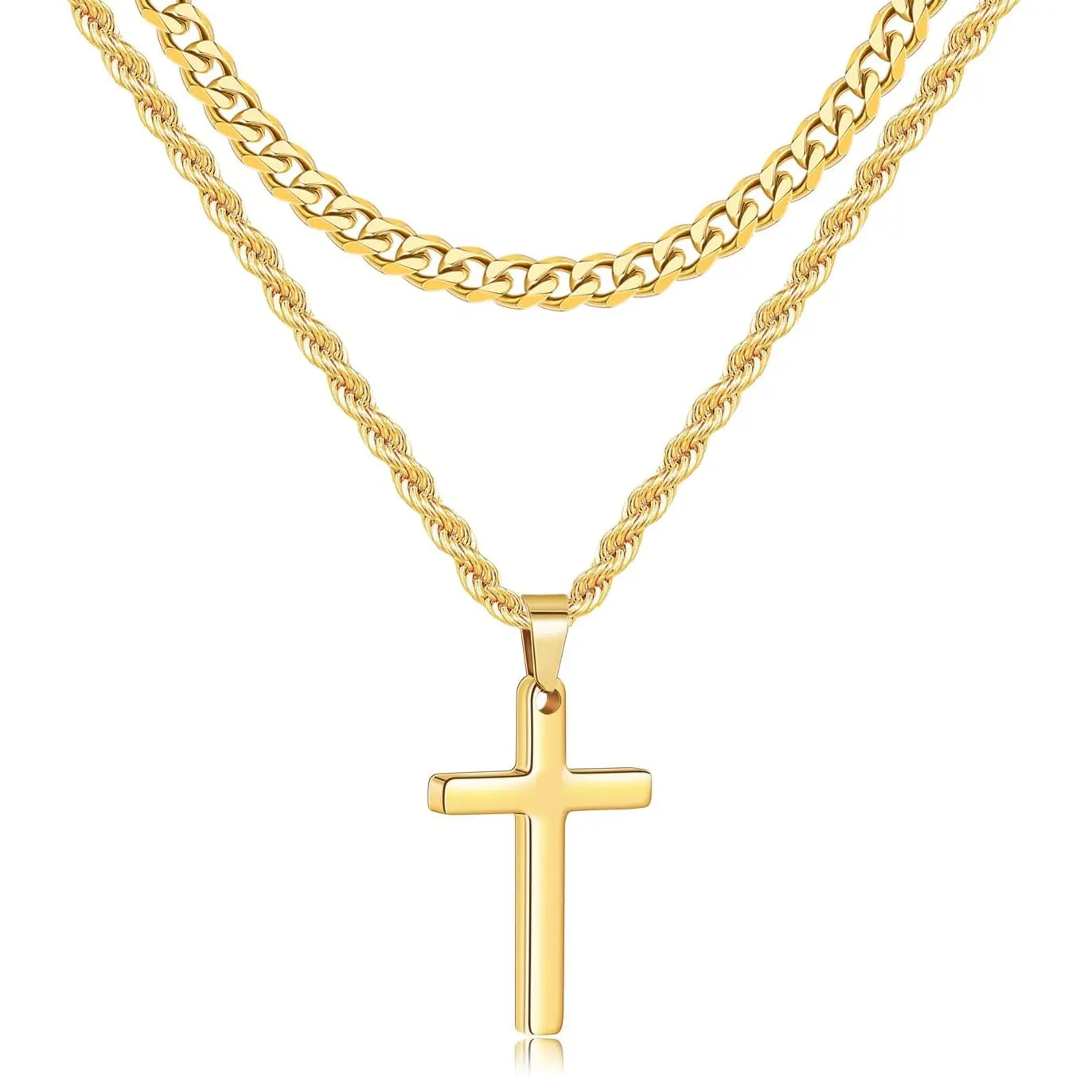 2pc Jesus Cross Necklace Set