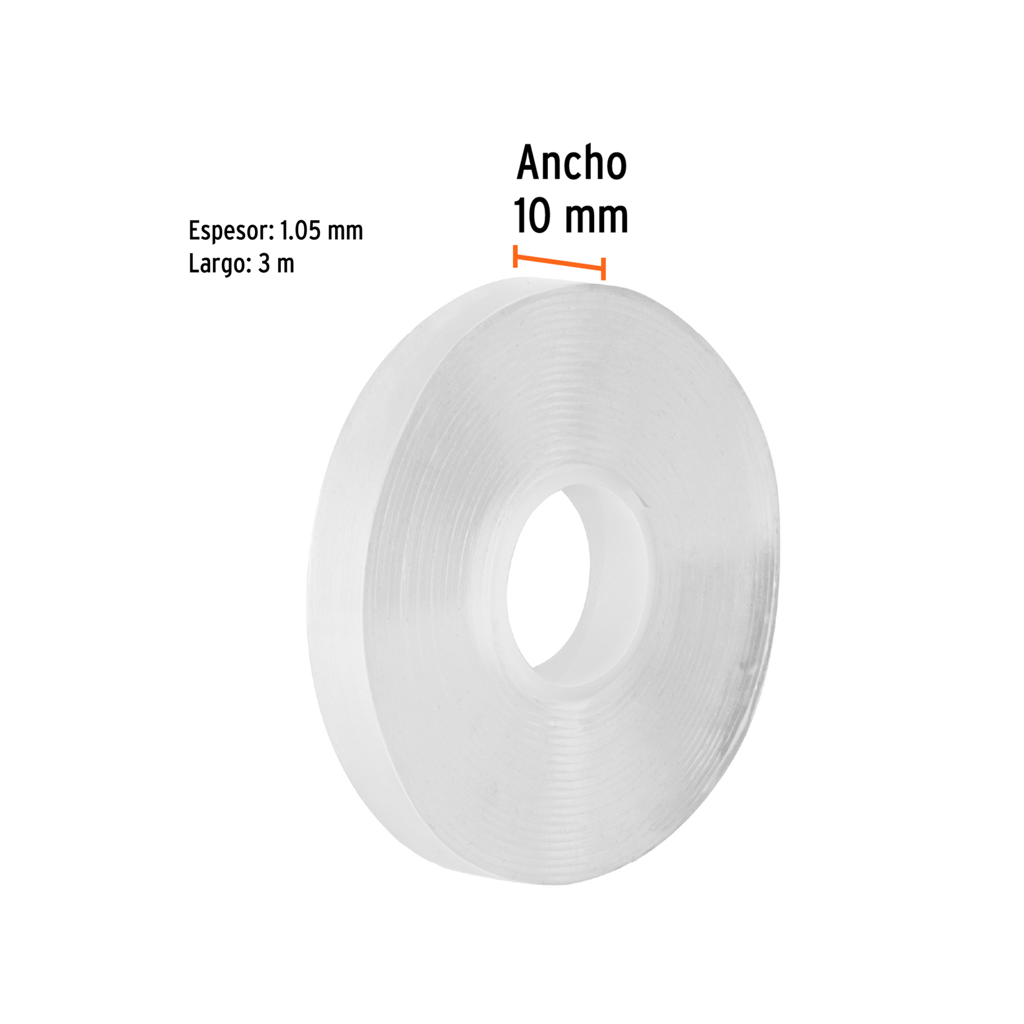 Cinta doble cara reutilizable, transparente 3mx10mm, truper  CDR-310 - Hergui Musical