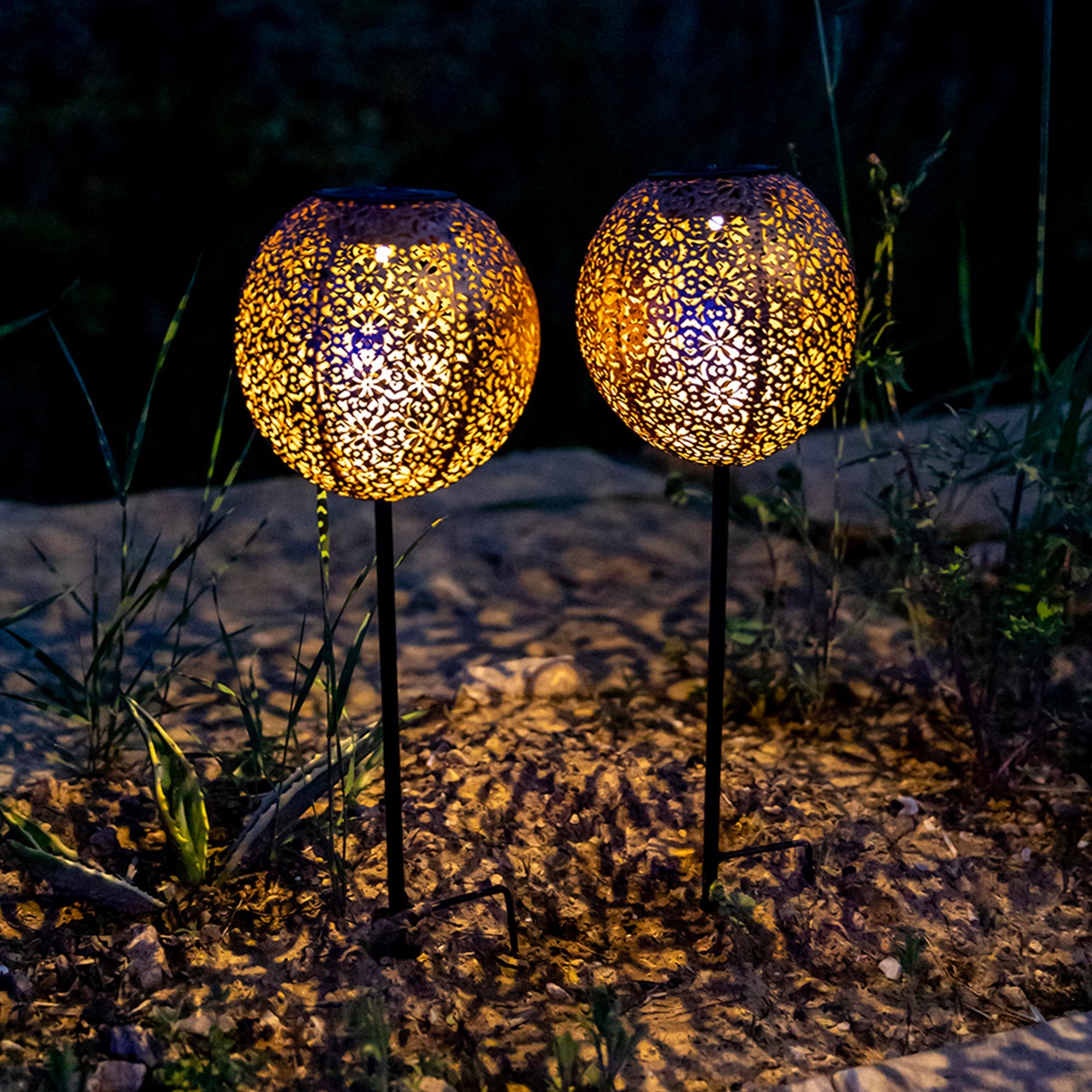 Set mit 2 Solarleuchten im orientalischen Stil zum Pflanzen von warmweißen LED AGADIR H45cm