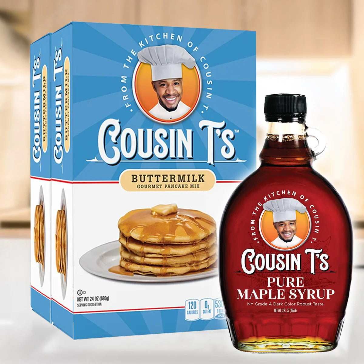 Cousin T's Maple Syrup & 2 Pack Pancake Mix Bundle