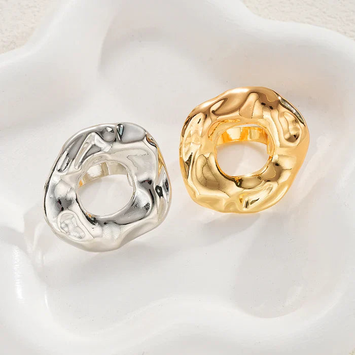 2pc Wavy Circle Ring Set