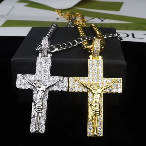 14K Gold Plated Jesus Christ Crucifix Necklace