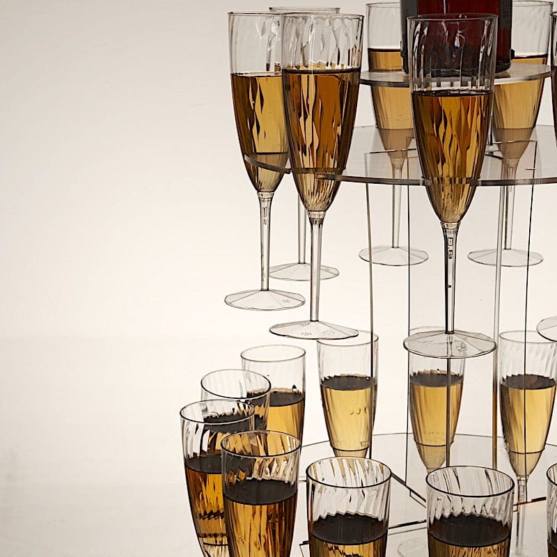 3-Tier 21" Round Acrylic Champagne Glasses Holder Flutes Display Stand - Clear DISP_STND_ACRY03_3_CLR