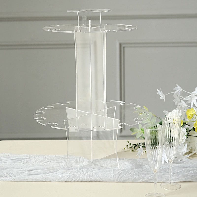 3-Tier 21" Round Acrylic Champagne Glasses Holder Flutes Display Stand - Clear DISP_STND_ACRY03_3_CLR