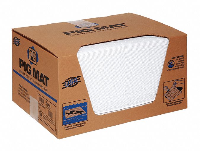 New Pig 20 in Absorbent Pad, Fluids Absorbed: Oil-Based Liquids, Medium, 17 gal, 100 PK - 26300