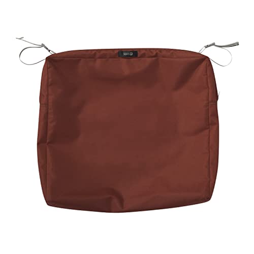 Classic Accessories Ravenna Water-Resistant 21 x 21 x 3 Inch Square Outdoor Seat Cushion Slip Cover, Patio Furniture Chair Cushion Cover, Spice, Patio Furniture Cushion Covers
