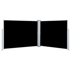 vidaXL Retractable Side Awning in Black || Outdoor Polyester and Steel Privacy Screen || Weather- Garden and Patio Accessory || Includes Mounting Accessories and 2 Posts || 55.1"x393.7"