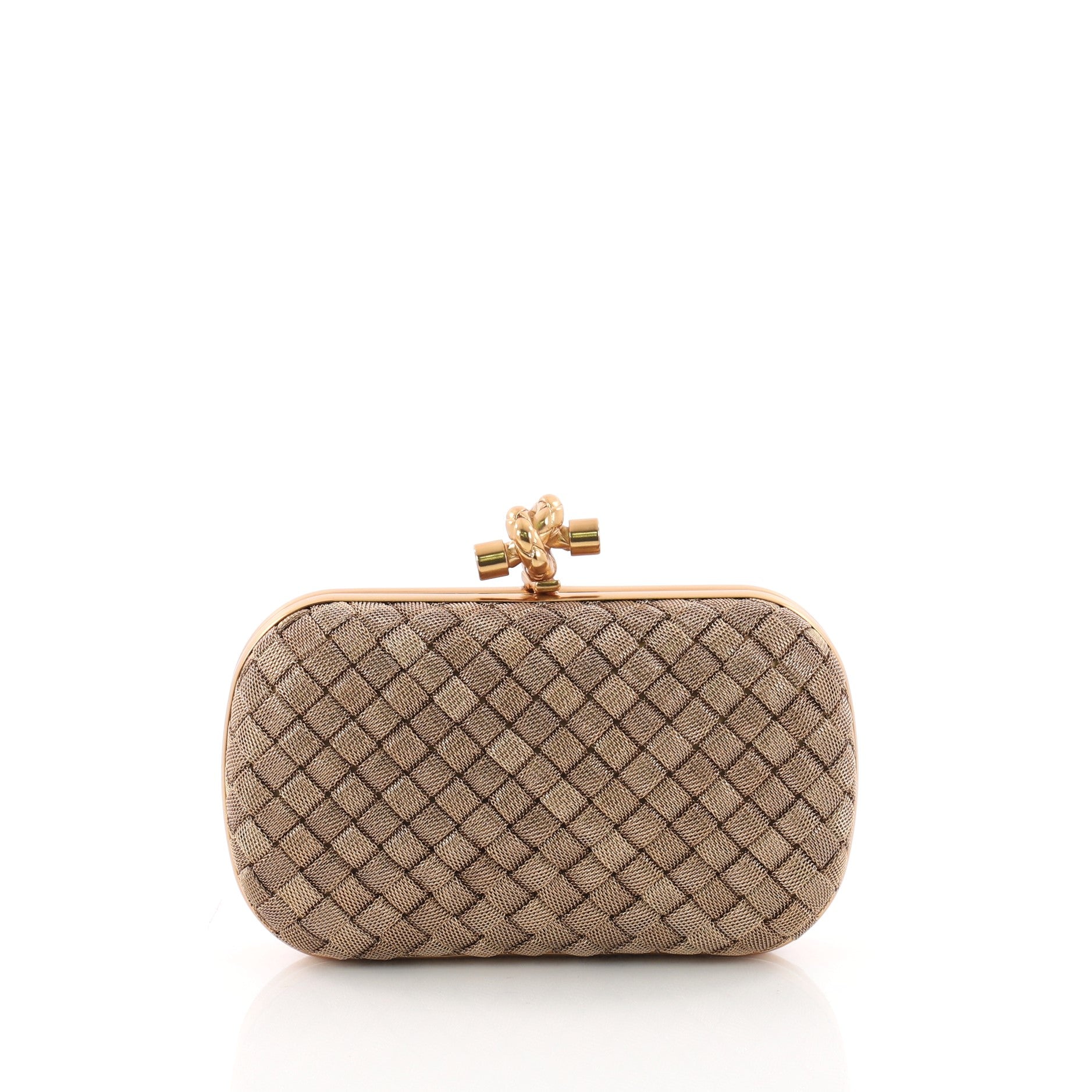 Bottega Veneta Box Knot Clutch Intrecciato Brass Small gold 3388201