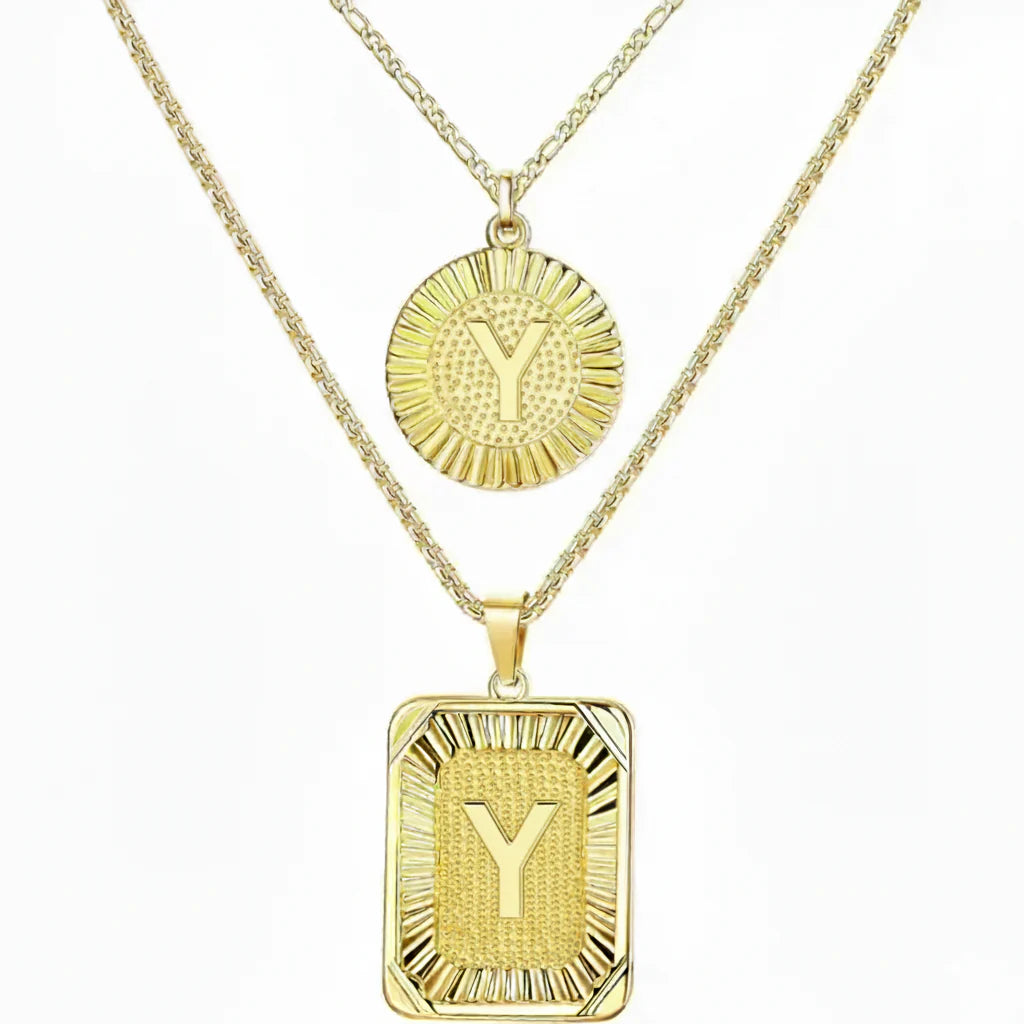 2pc 18K Initial Necklace