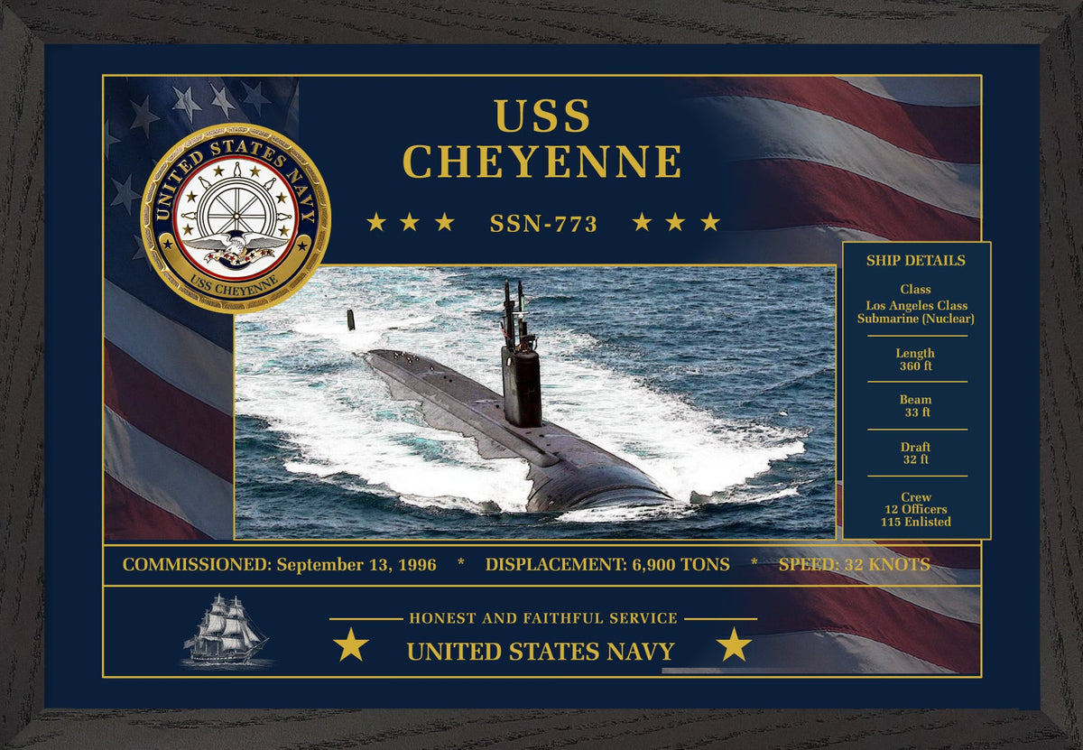 USS Cheyenne SSN-773 Framed Patriotic Art