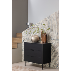 GUNNAR CABINET WITH DRAWERS PINE MATT BLACK [fsc]