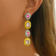 Modern Colorblock Rainbow Earrings