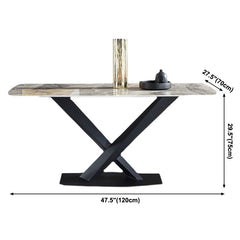 Minimalist Kitchen Gray Dining Table Sintered Stone Rectangle Dining Table with Pedestal Base