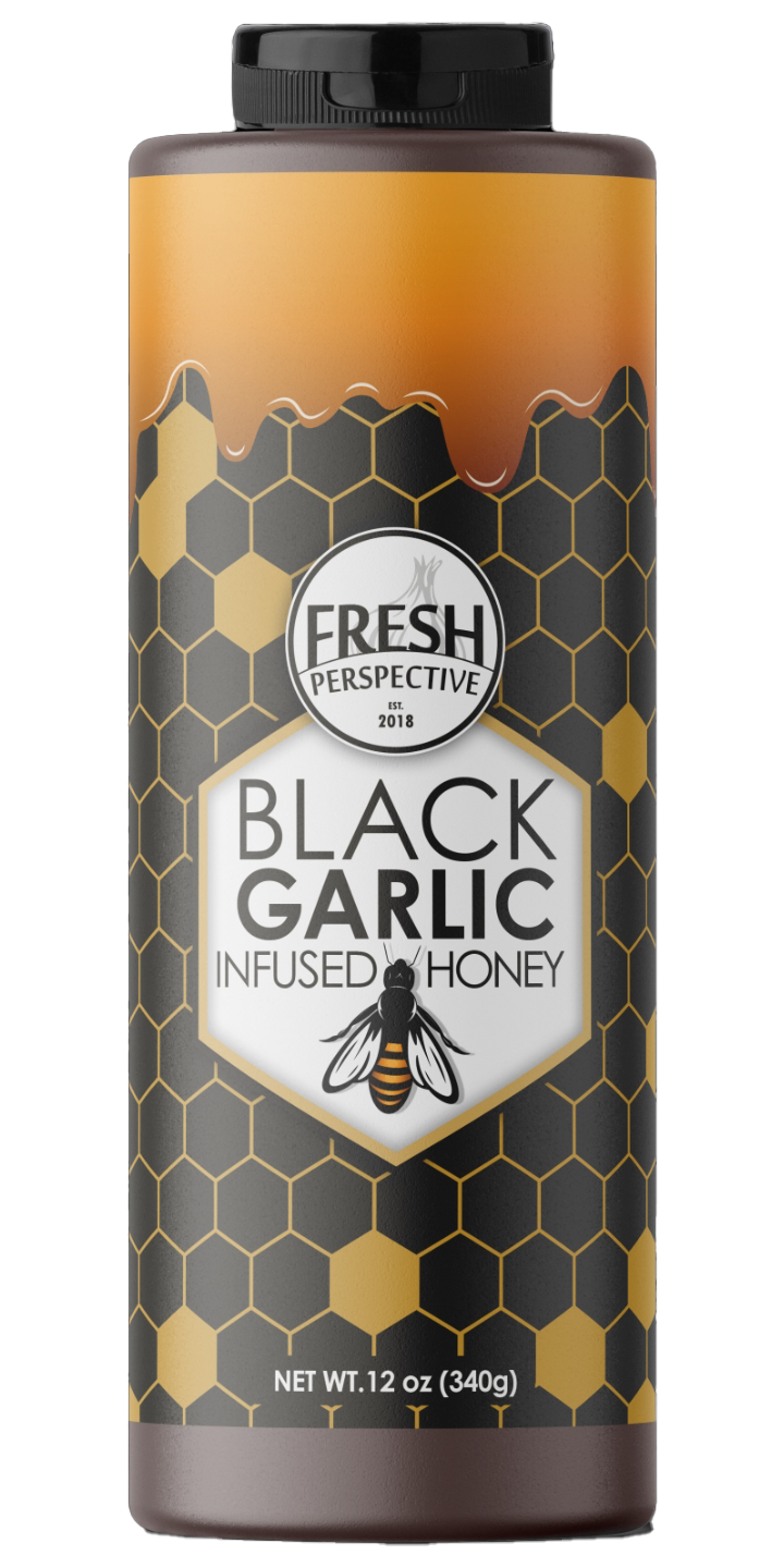 Black Garlic Infused Honey, 12 oz - Fresh Perspective