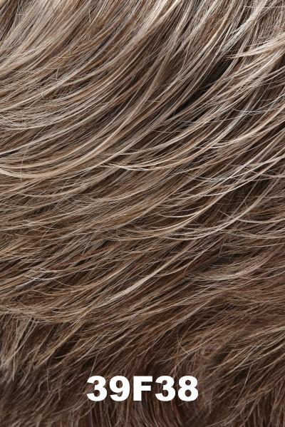 Light natural ash brown with 75% grey front, graduating to medium brown with 35% grey nape.
