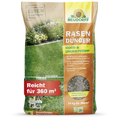 Neudorff Rasendünger Moos- und Unkrautstoff für einen dichten, kräftig grünen Rasen ohne Moos und Unkraut