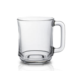 Lys Clear Stackable Glass Mug by Duralex, featuring a practical and elegant design with a transparent, sturdy body suitable for daily use.