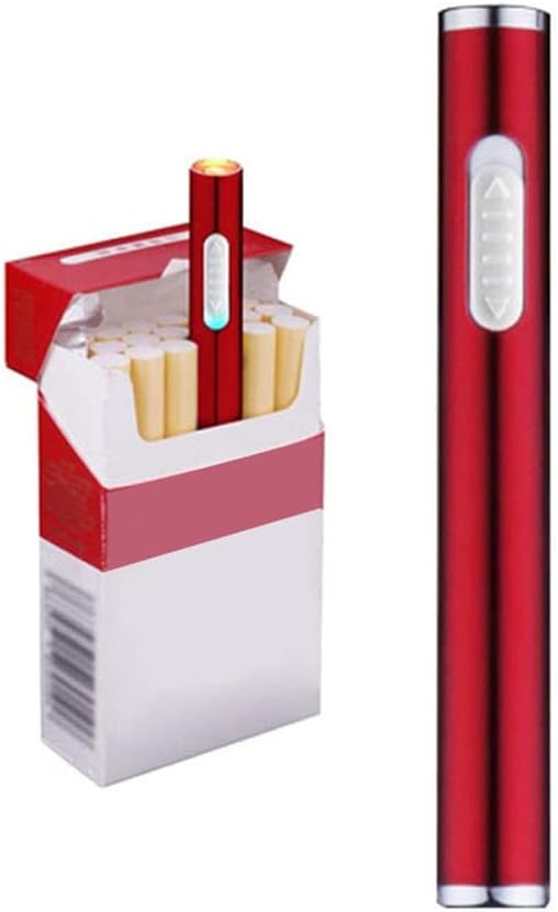 USB Electric Cigarette Lighter Mini Protable Rechargeable Windproof Flameless No Gas Lighter (Red)