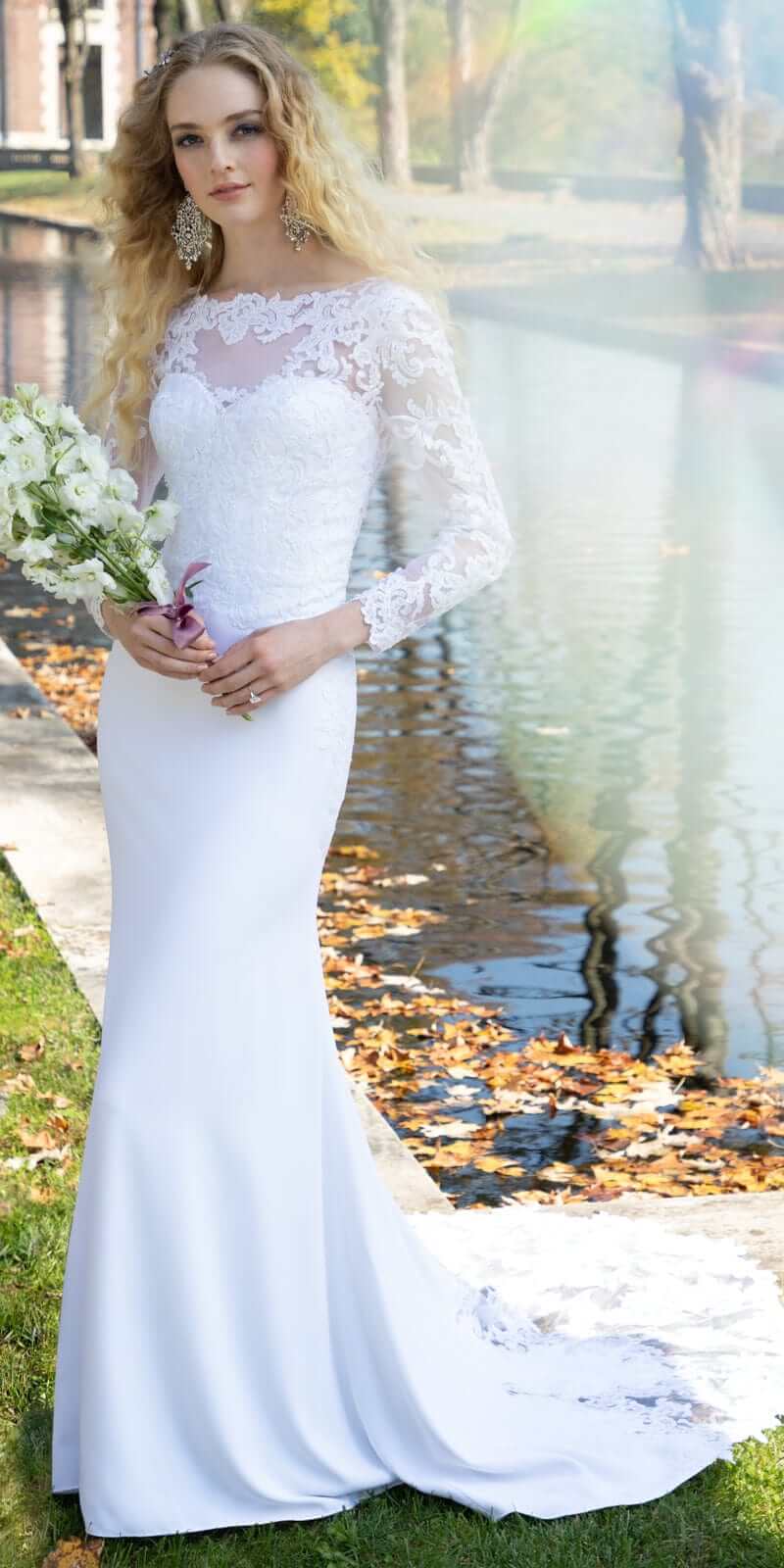 white/size/4/missy/Camille La Vie/Long Sleeve V Back Crepe Dress with Embellished Appliques/front