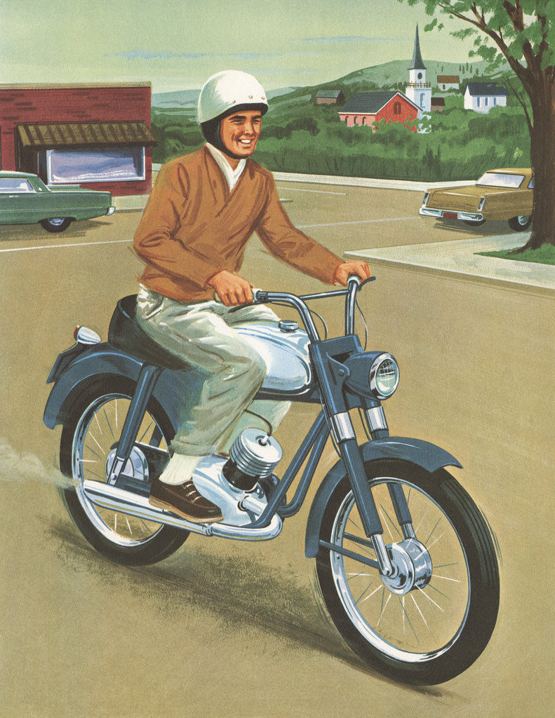 Illustration of Man Riding Motorcycle
